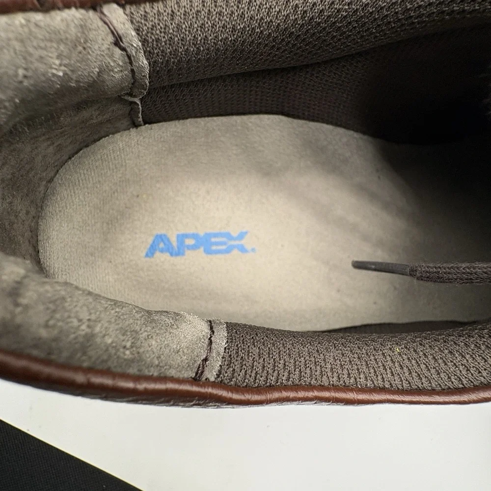 APEX Ariya Moc Toe Shoe Men's Size 12M Brown‎ Leather Ultra Comfort Lace Up